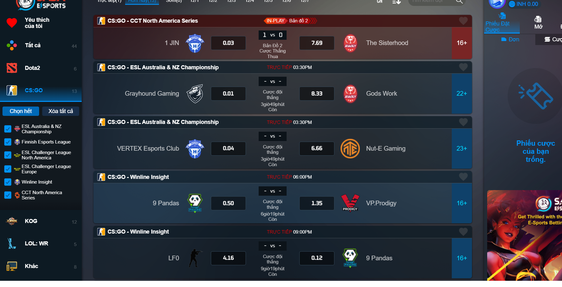 Cược CS GO mang lại nhiều tỷ lệ thắng cao