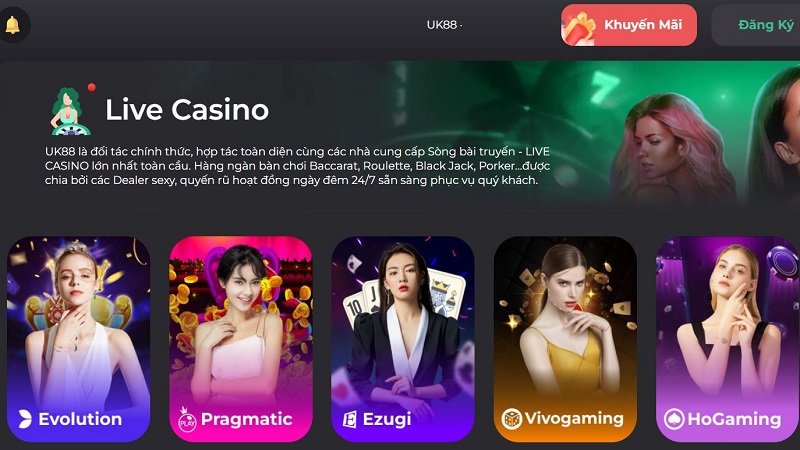 Các game bài Live Casino vô cùng hấp dẫn tại UK88 club