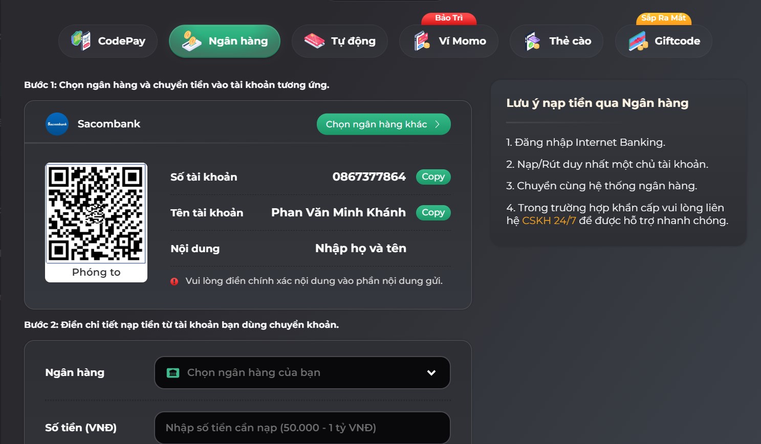 Nạp rút cực kỳ đơn giản và nhanh chóng trên UK88