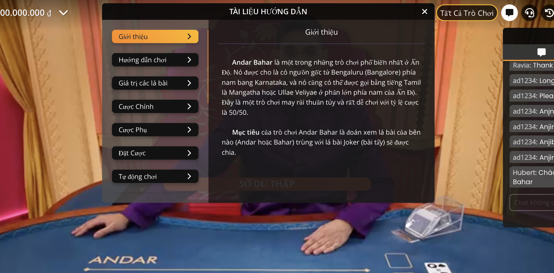 Trò chơi Andar Bahar ở UK88 VIP cũng có những yêu cầu về luật.