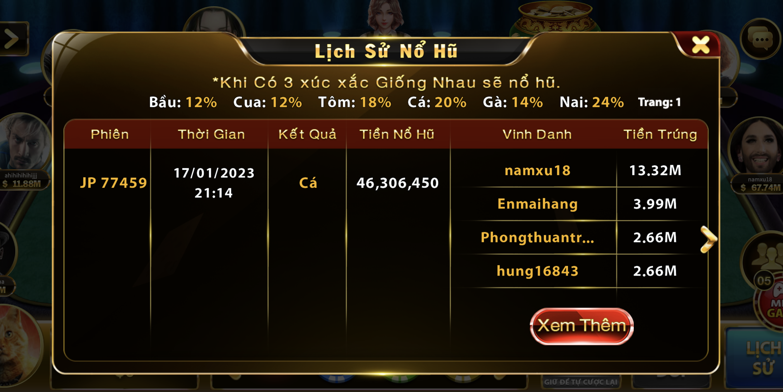 Giải thưởng hấp dẫn trong Bầu Cua UK88