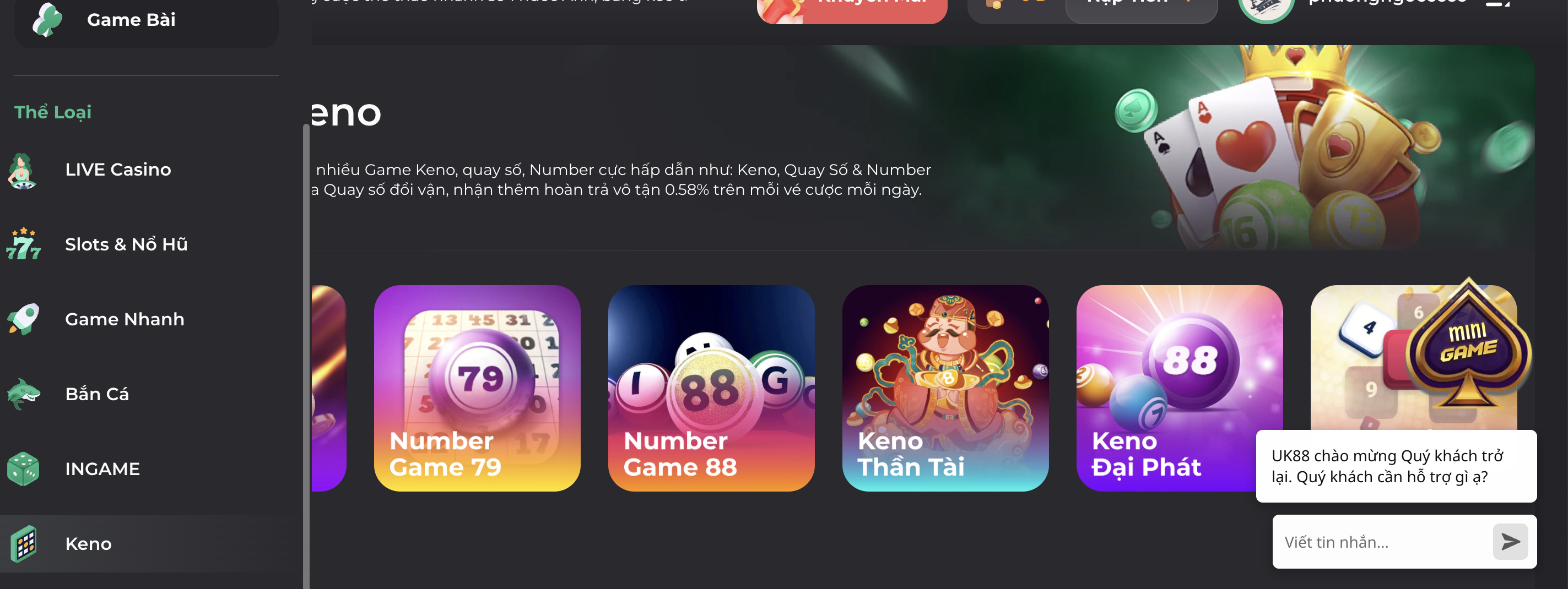Keno là loại hình xổ số bắt nguồn từ Trung Hoa